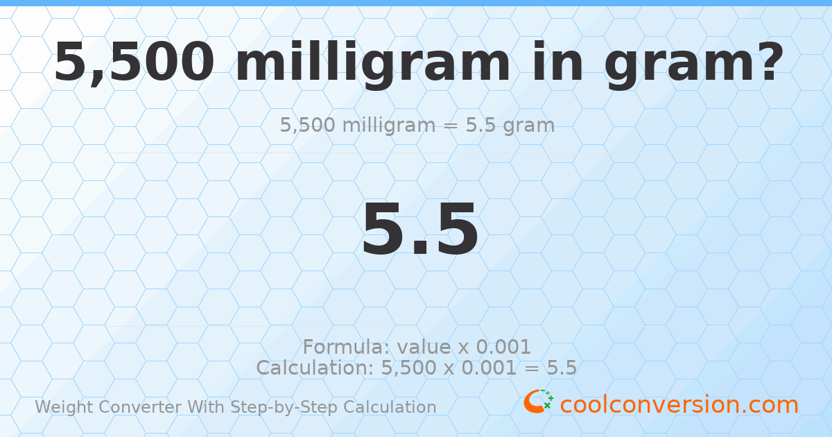 5500 milligrams = 5.5 grams