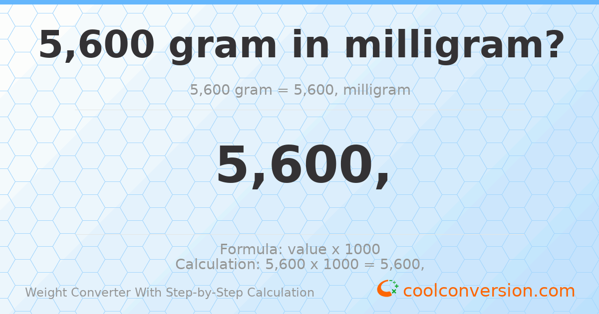 5600 grams = 5600000 milligrams