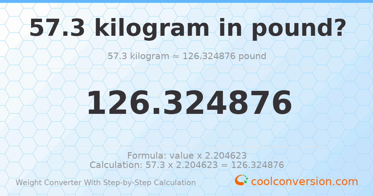 57.3 kilograms = 126.325 pounds
