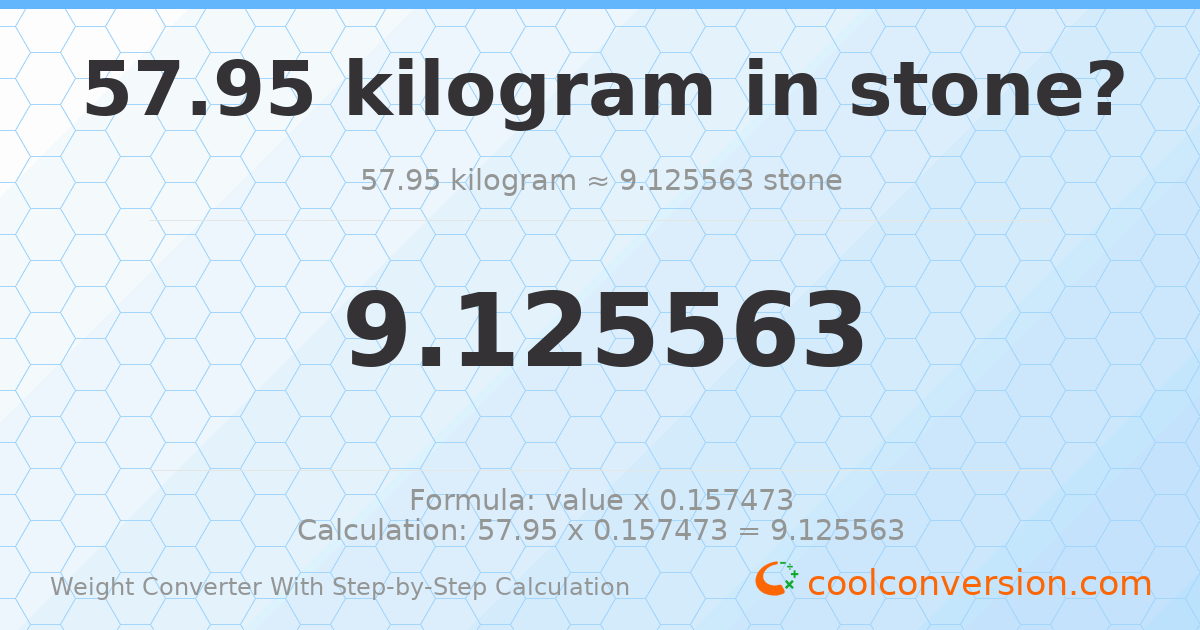 57.95 kilograms = 9.12556 stones