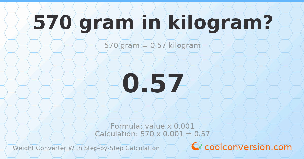 570 grams = 0.57 kilograms