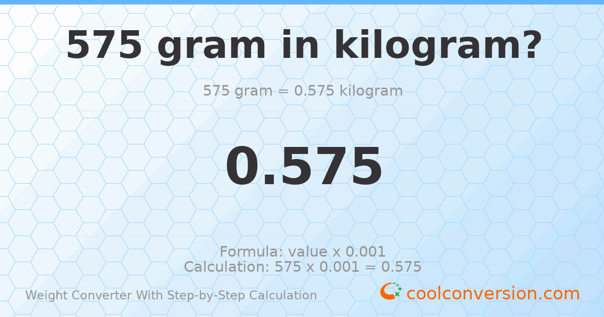 575 grams = 0.575 kilograms