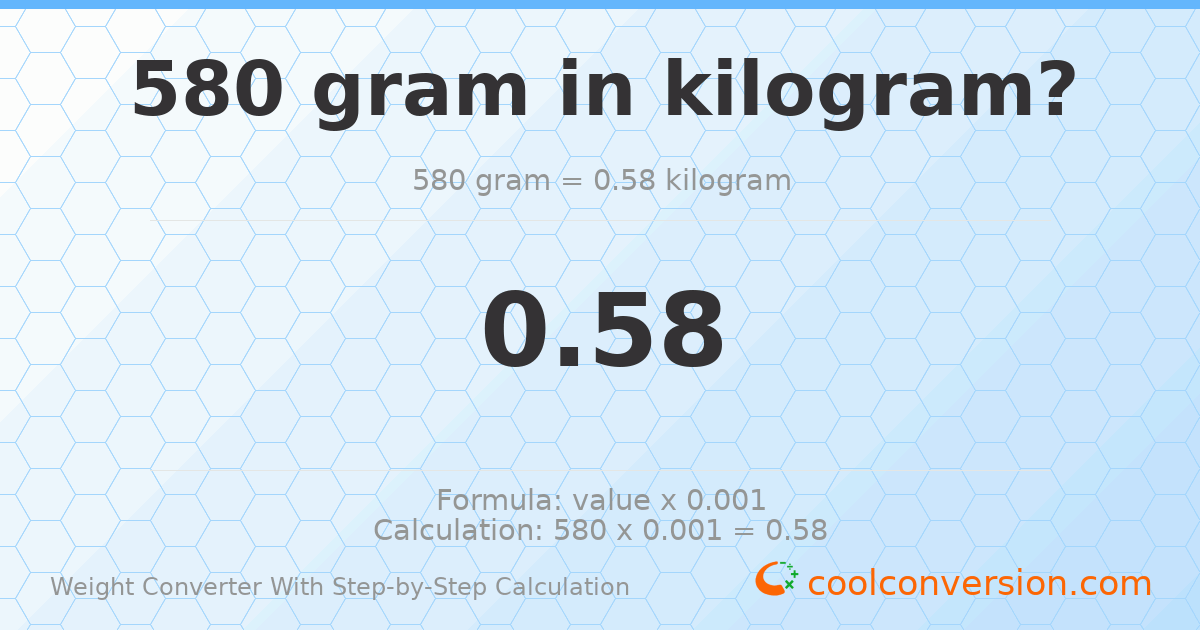 580 grams = 0.58 kilograms