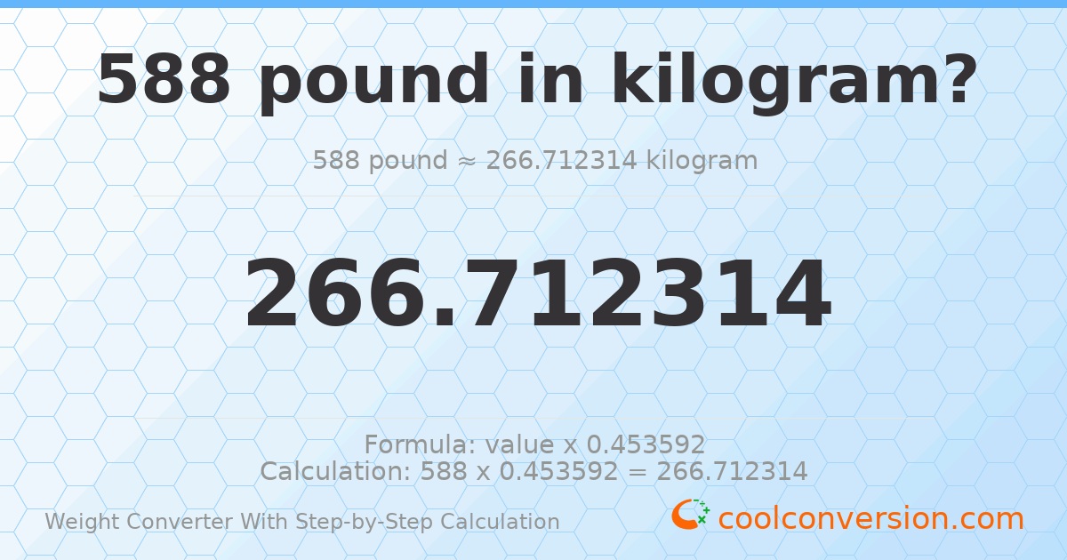 588 pounds = 266.712 kilograms