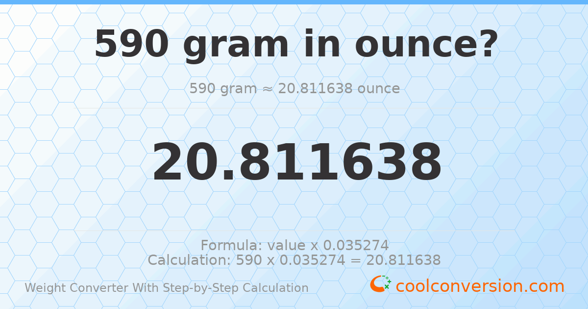 590 grams = 20.8116 ounces