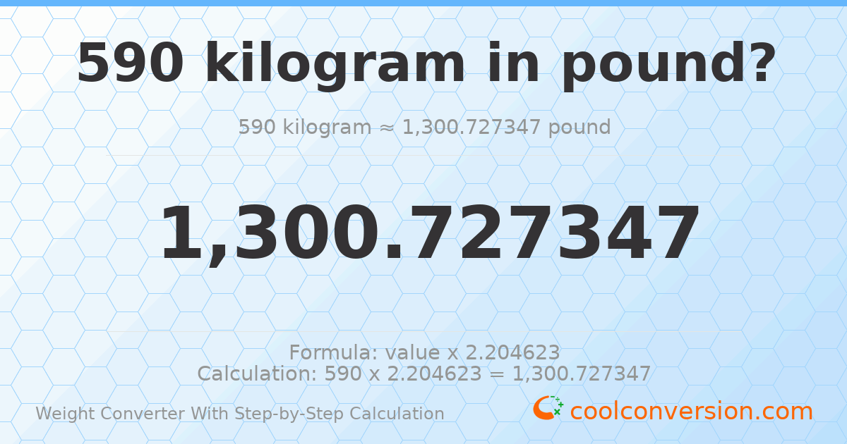 590 kilograms = 1300.73 pounds