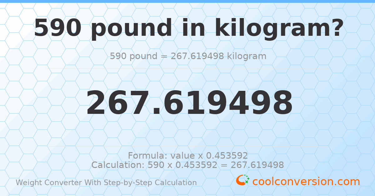 590 pounds = 267.619 kilograms