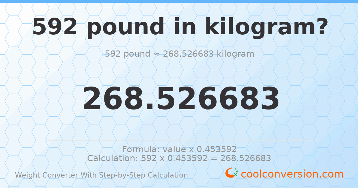 592 pounds = 268.527 kilograms