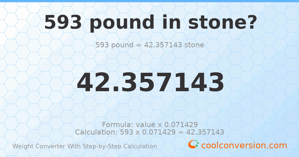 593 pounds = 42.3571 stones