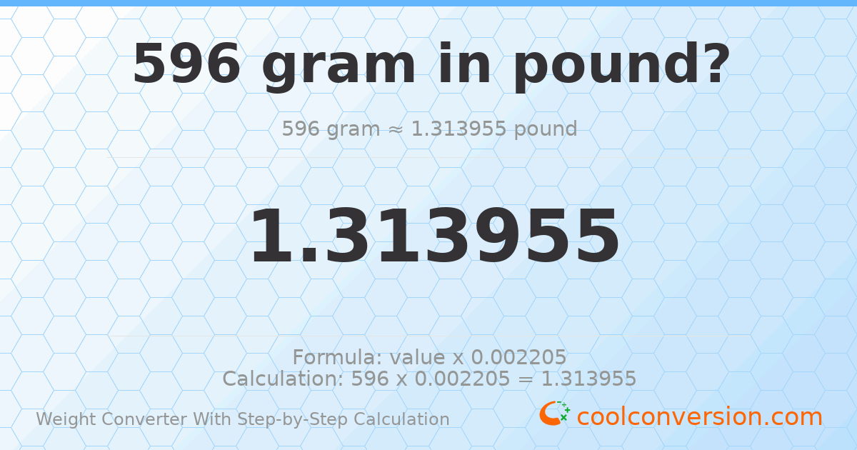 596 grams = 1.31396 pounds