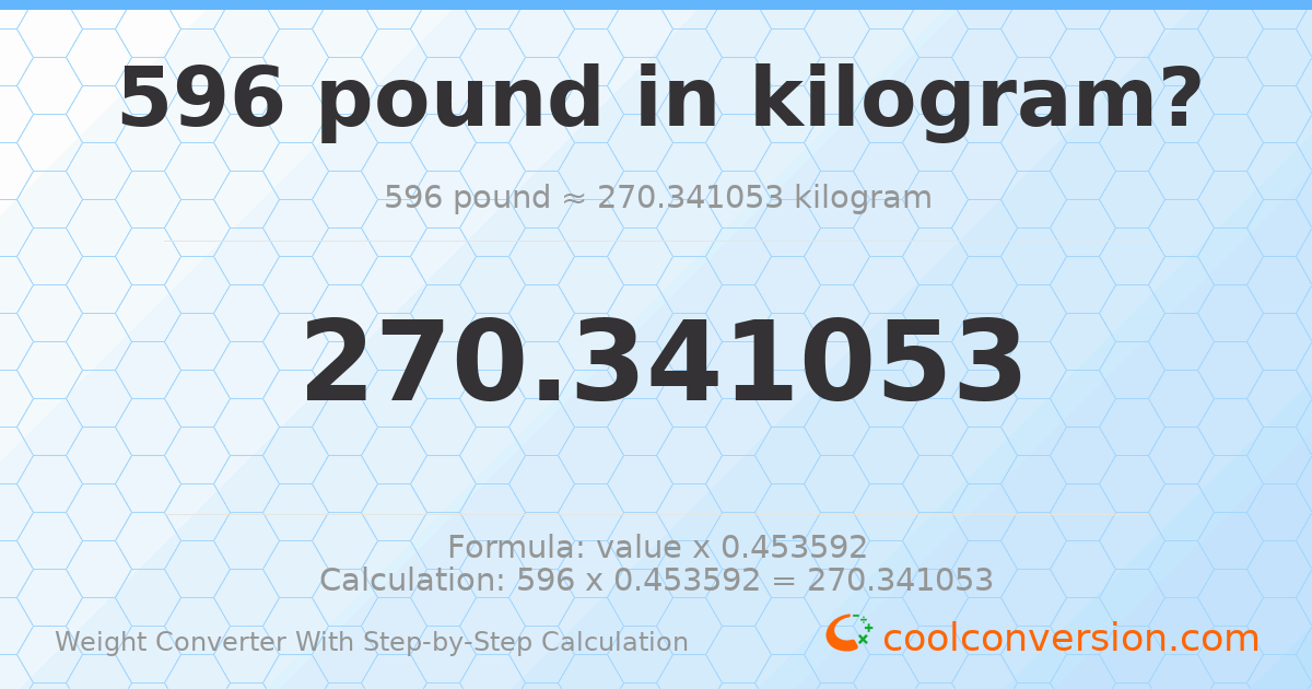 596 pounds = 270.341 kilograms