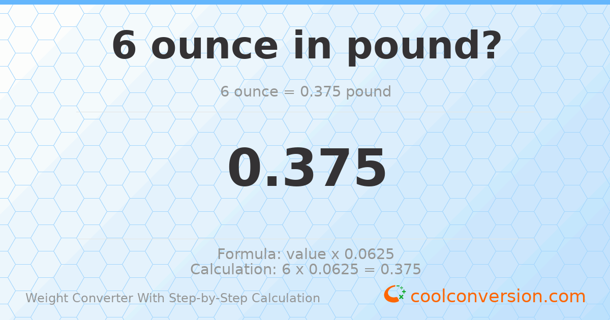 6 ounces = 0.375 pounds