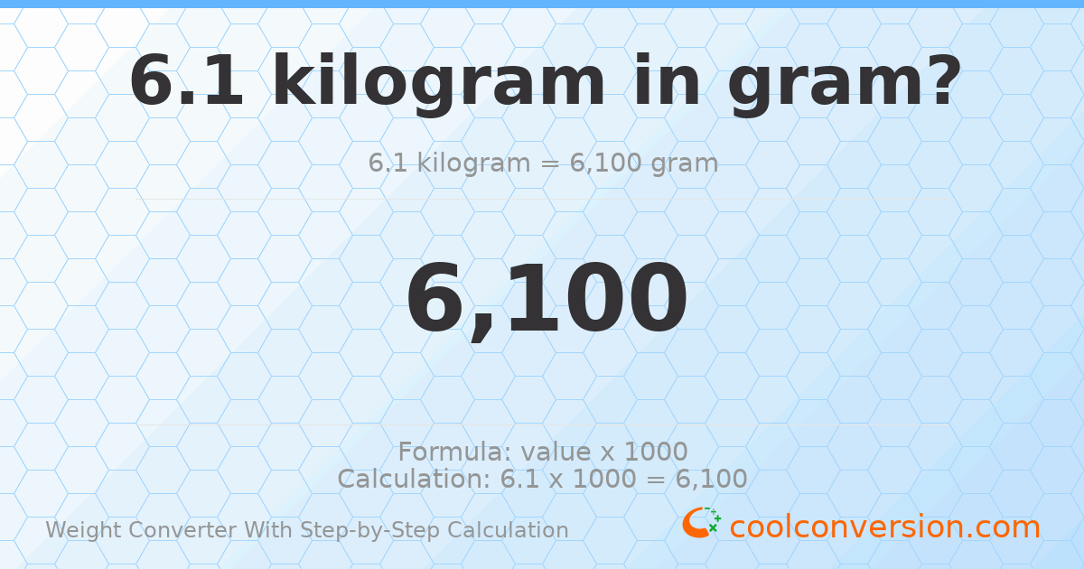 6.1 kilograms = 6100 grams
