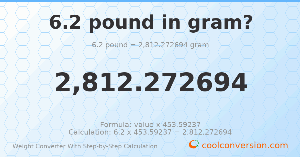 6.2 pounds = 2812.27 grams
