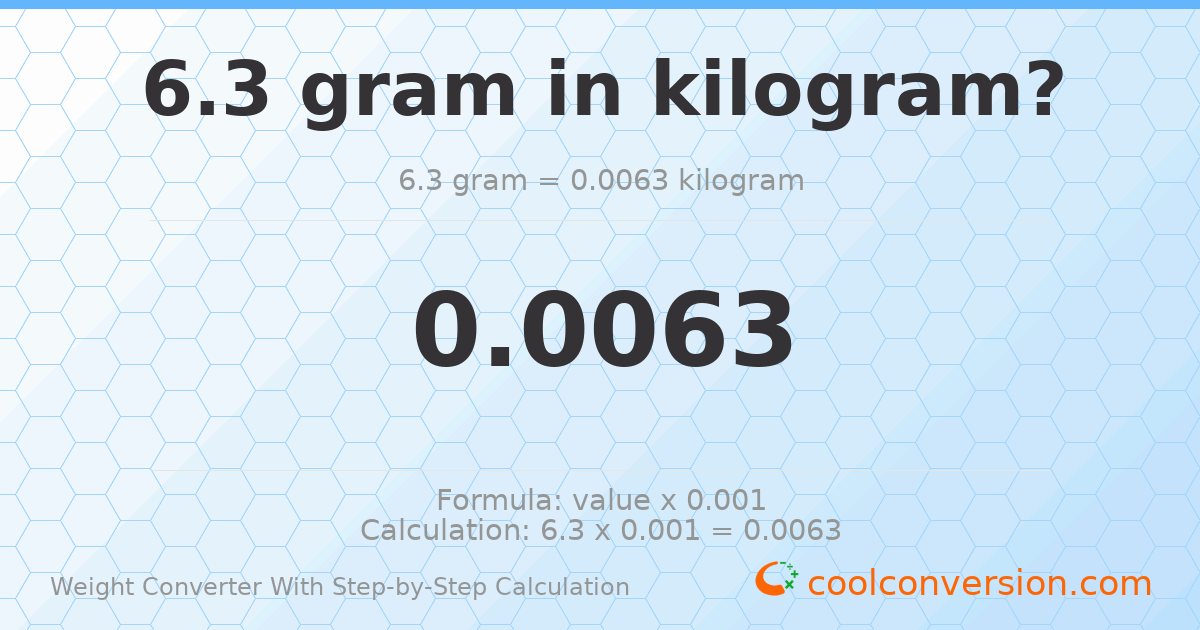 6.3 grams = 0.0063 kilograms
