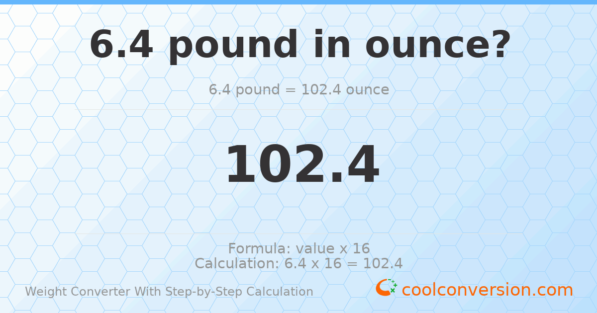 6.4 pounds = 102.4 ounces