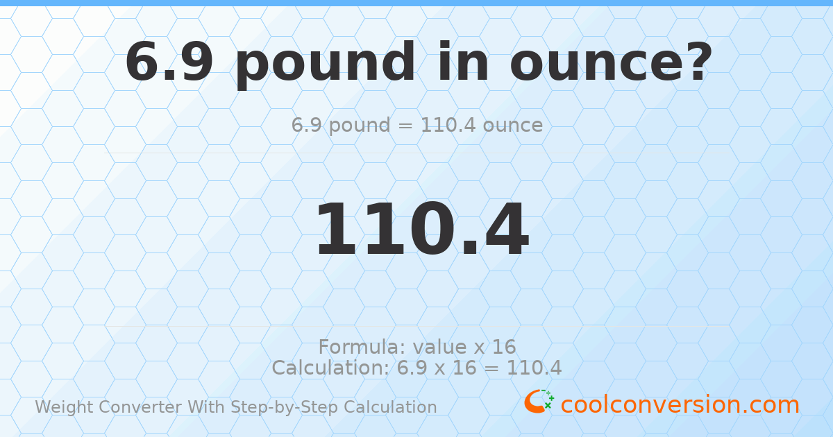 6.9 pounds = 110.4 ounces