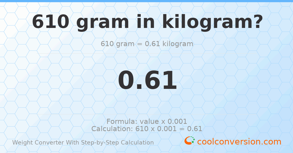 610 grams = 0.61 kilograms