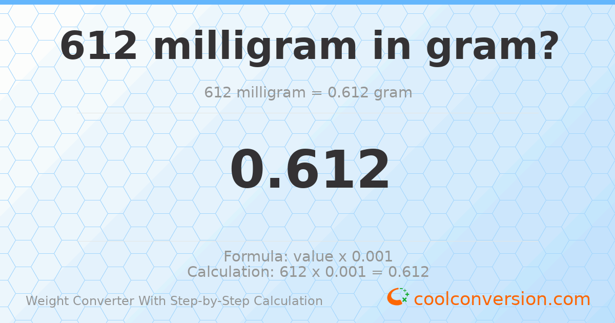 612 milligrams = 0.612 grams