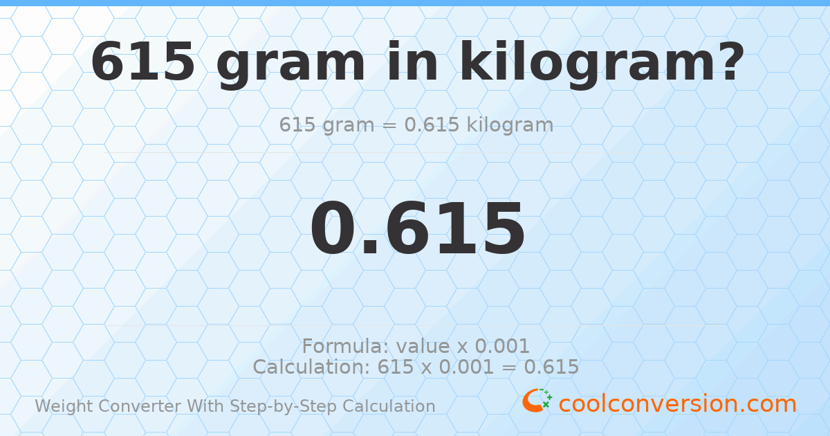 615 grams = 0.615 kilograms