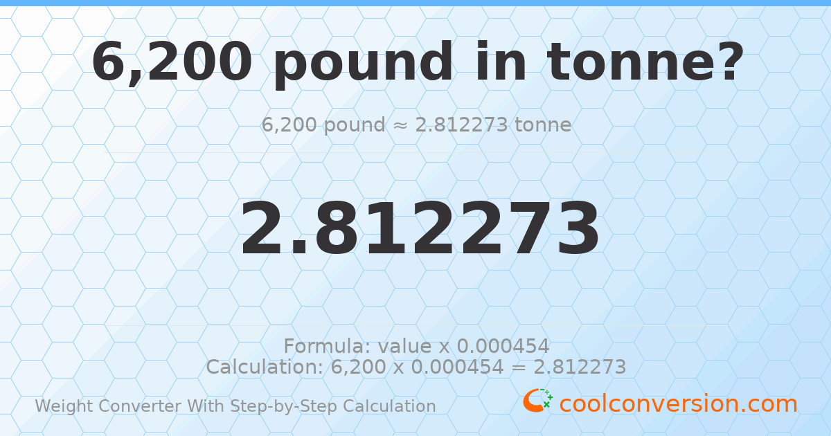 6200 pounds = 2.81227 tonnes
