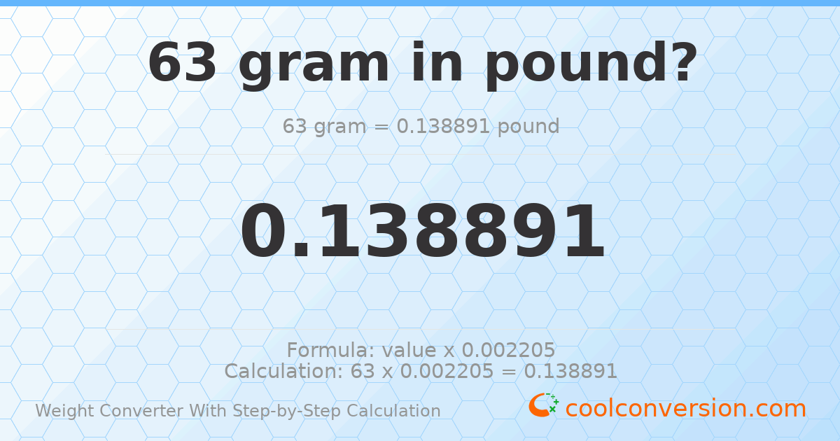 63 grams = 0.138891 pounds