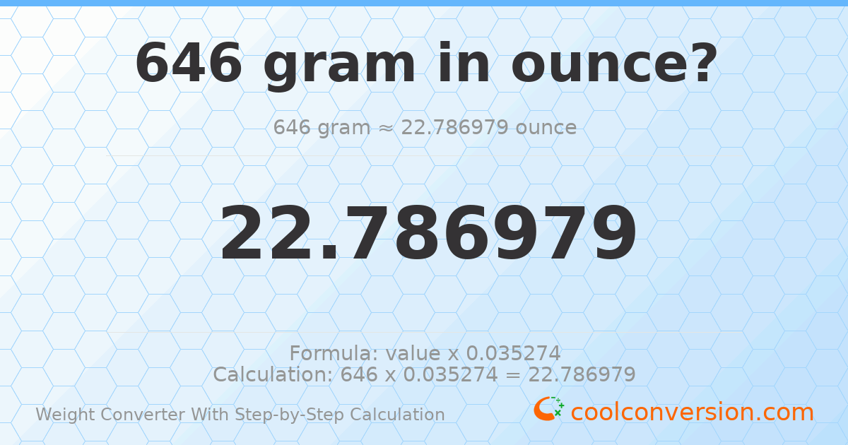 646 grams = 22.787 ounces