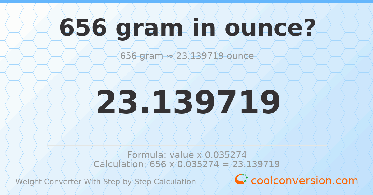 656 grams = 23.1397 ounces