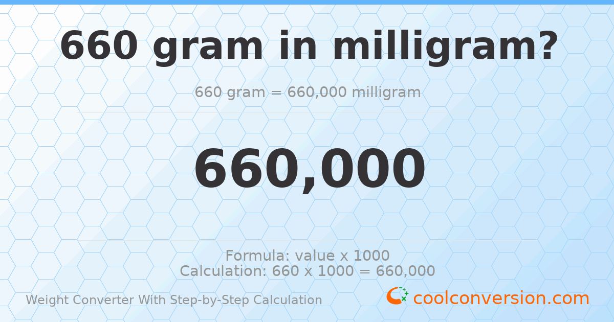 660 grams = 660000 milligrams
