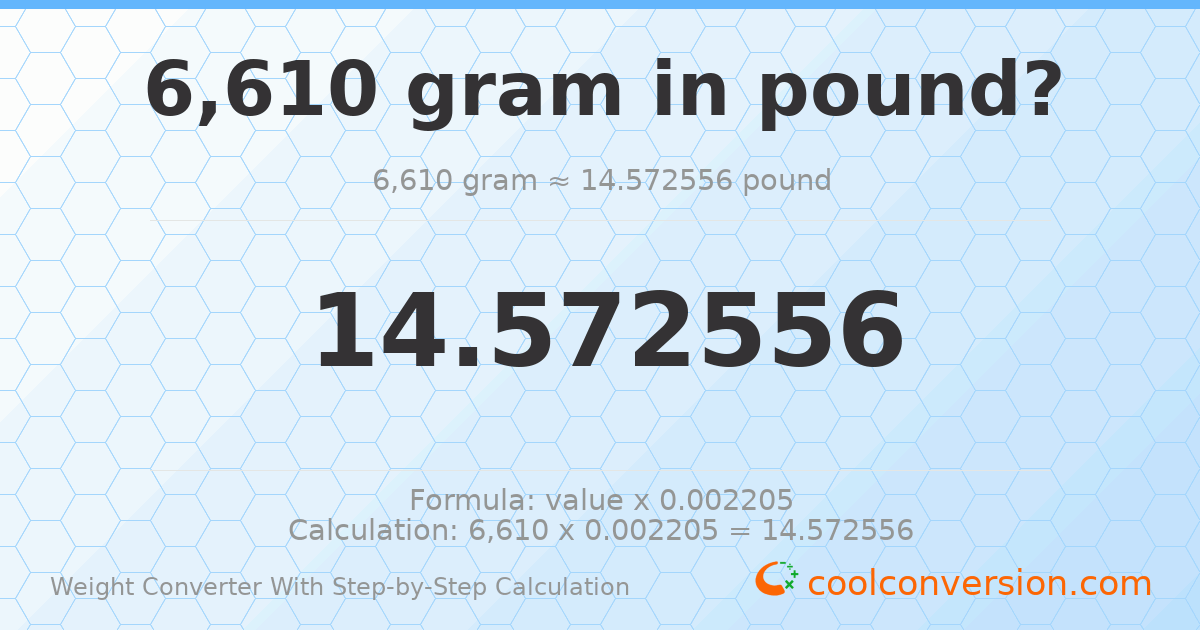 6610 grams = 14.5726 pounds