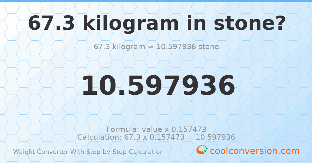 67.3 kilograms = 10.5979 stones
