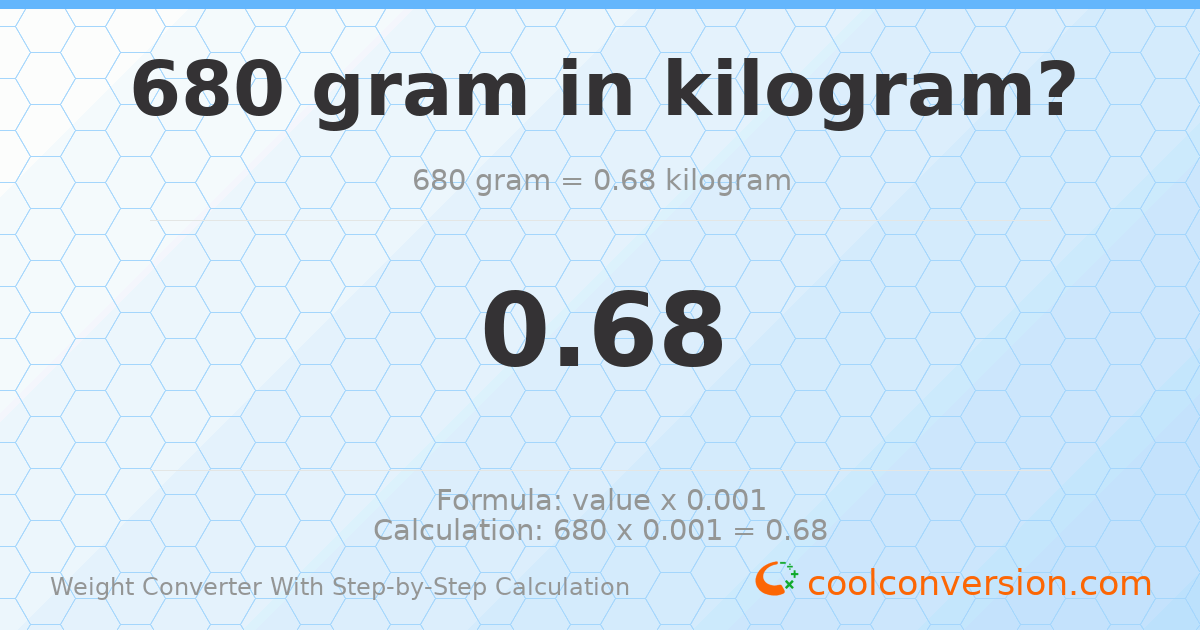 680 grams = 0.68 kilograms