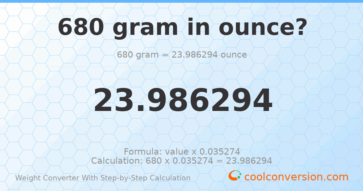 680 grams = 23.9863 ounces