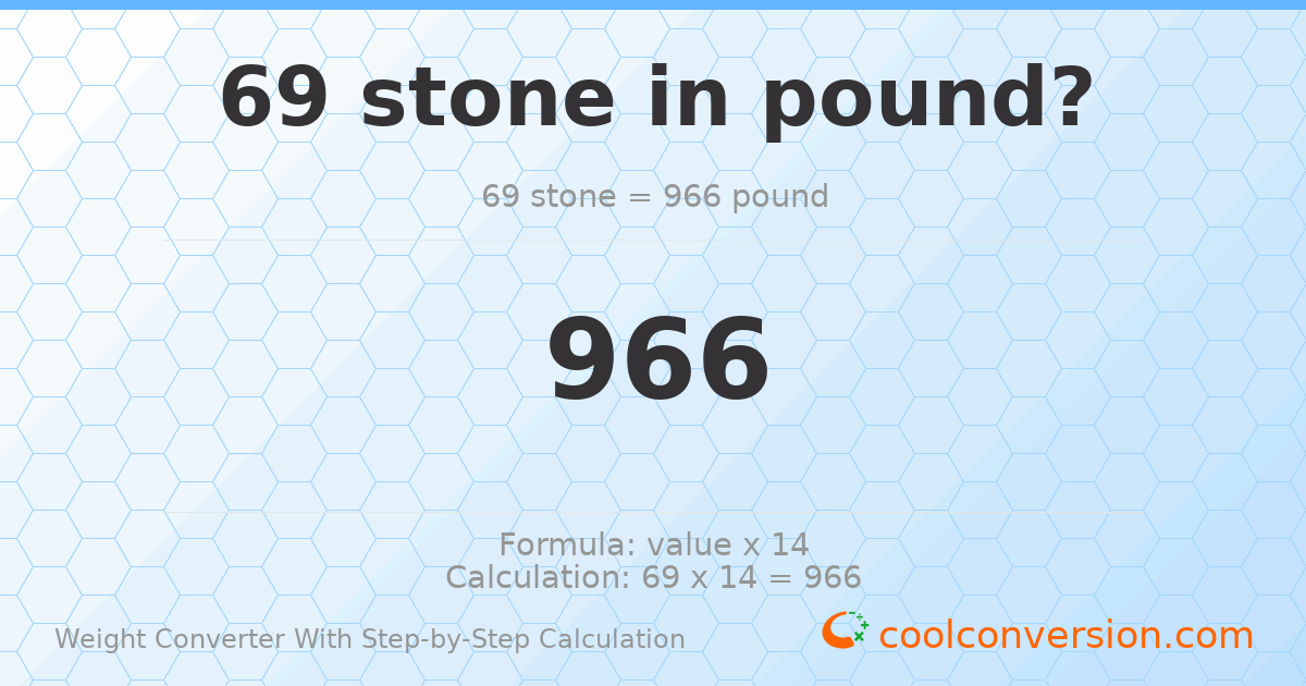 69 stones = 966 pounds