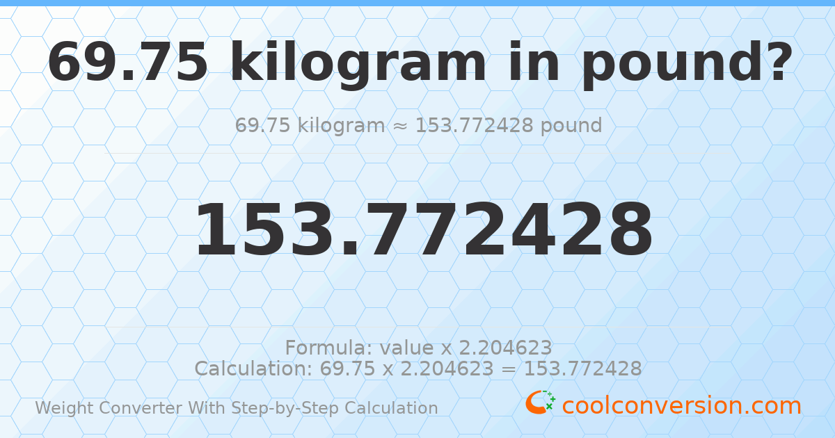69.75 kilograms = 153.772 pounds