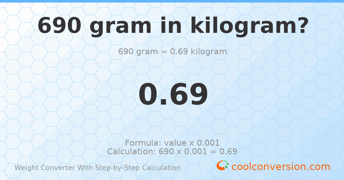 690 grams = 0.69 kilograms