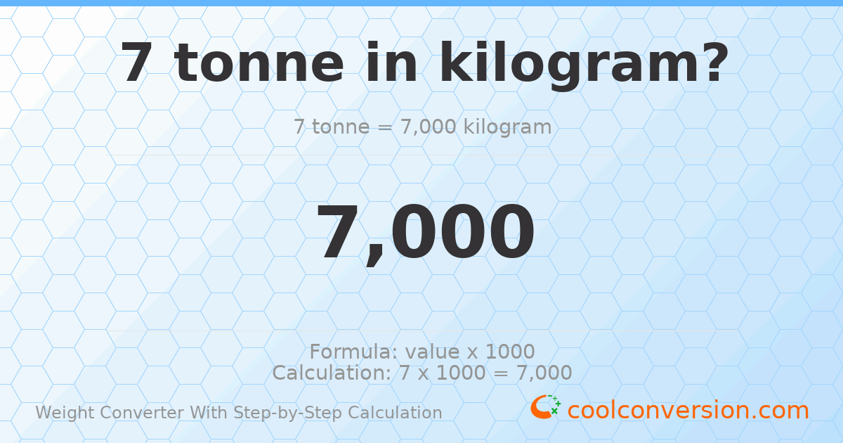 7 tonnes = 7000 kilograms