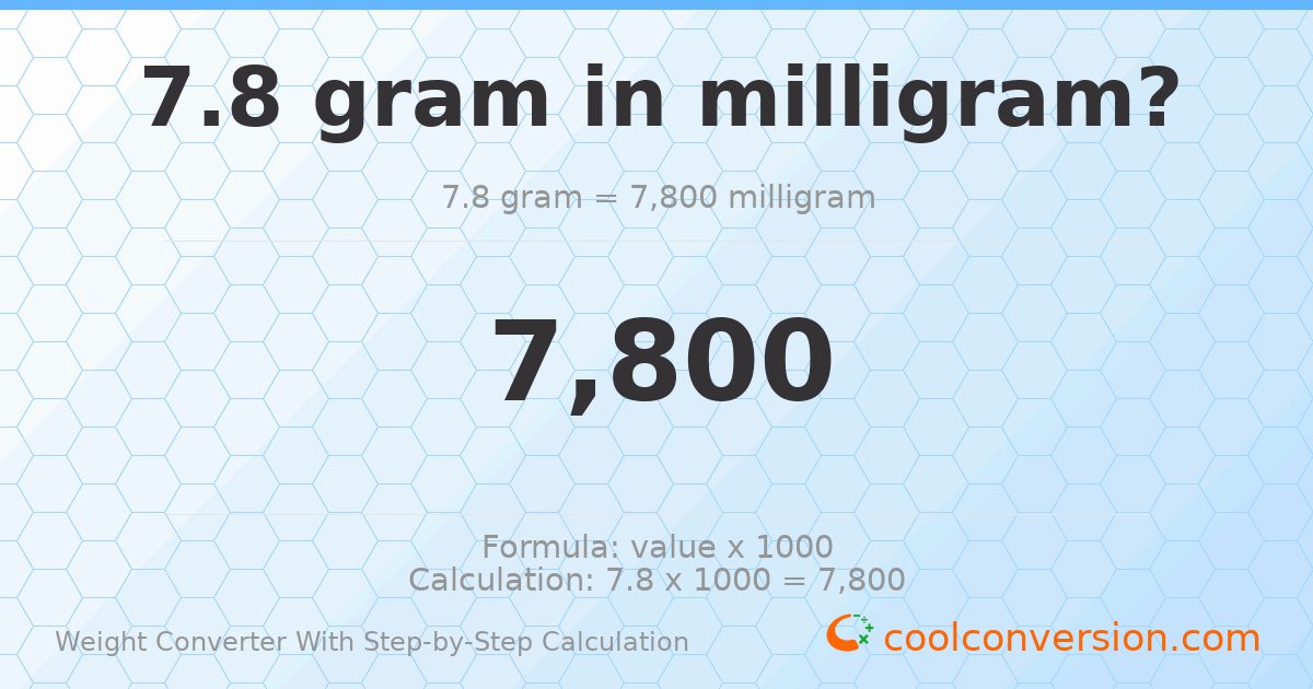 7.8 grams = 7800 milligrams