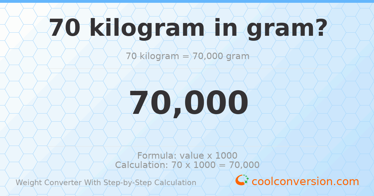 70 kilograms = 70000 grams