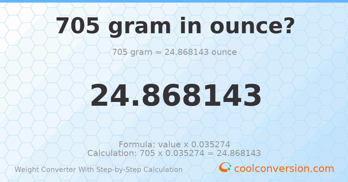 705 grams = 24.8681 ounces