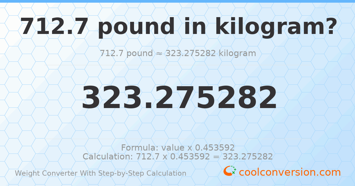 712.7 pounds = 323.275 kilograms