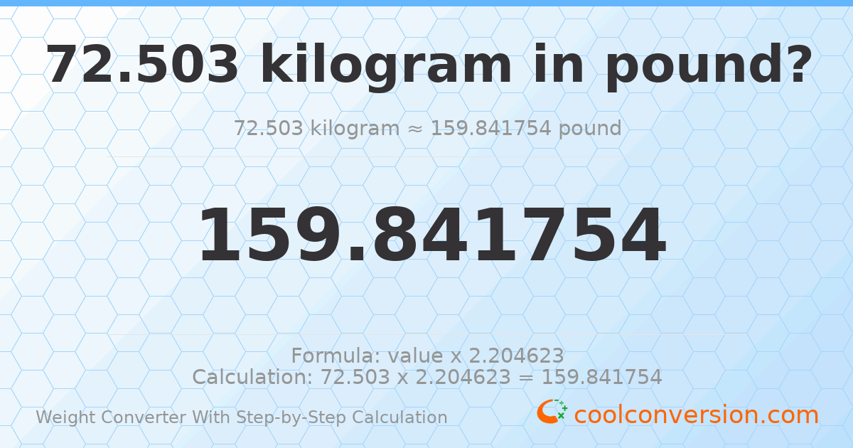 72.503 kilograms = 159.842 pounds