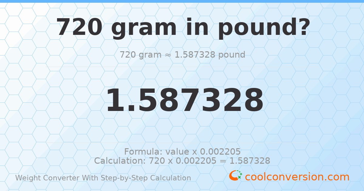 720 grams = 1.58733 pounds