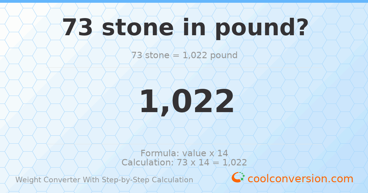 73 stones = 1022 pounds