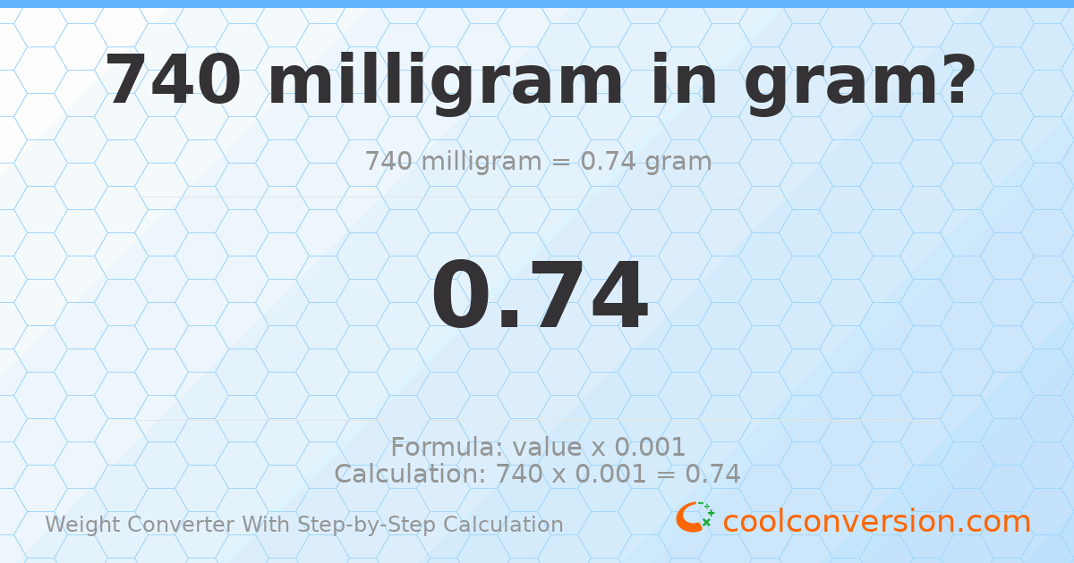 740 milligrams = 0.74 grams