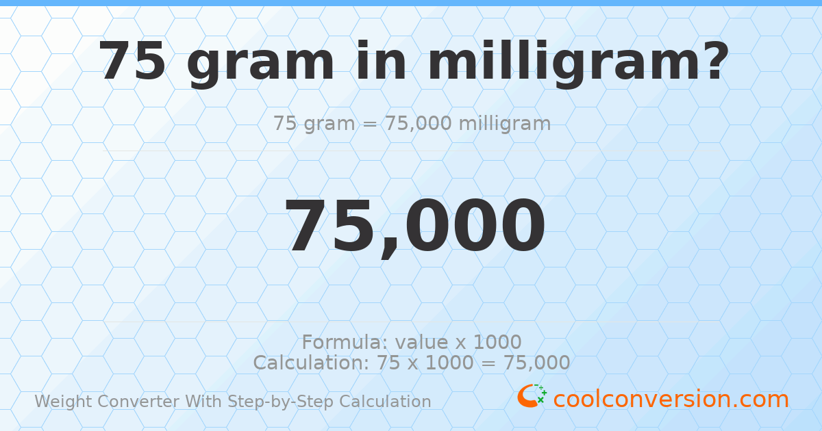 75 grams = 75000 milligrams