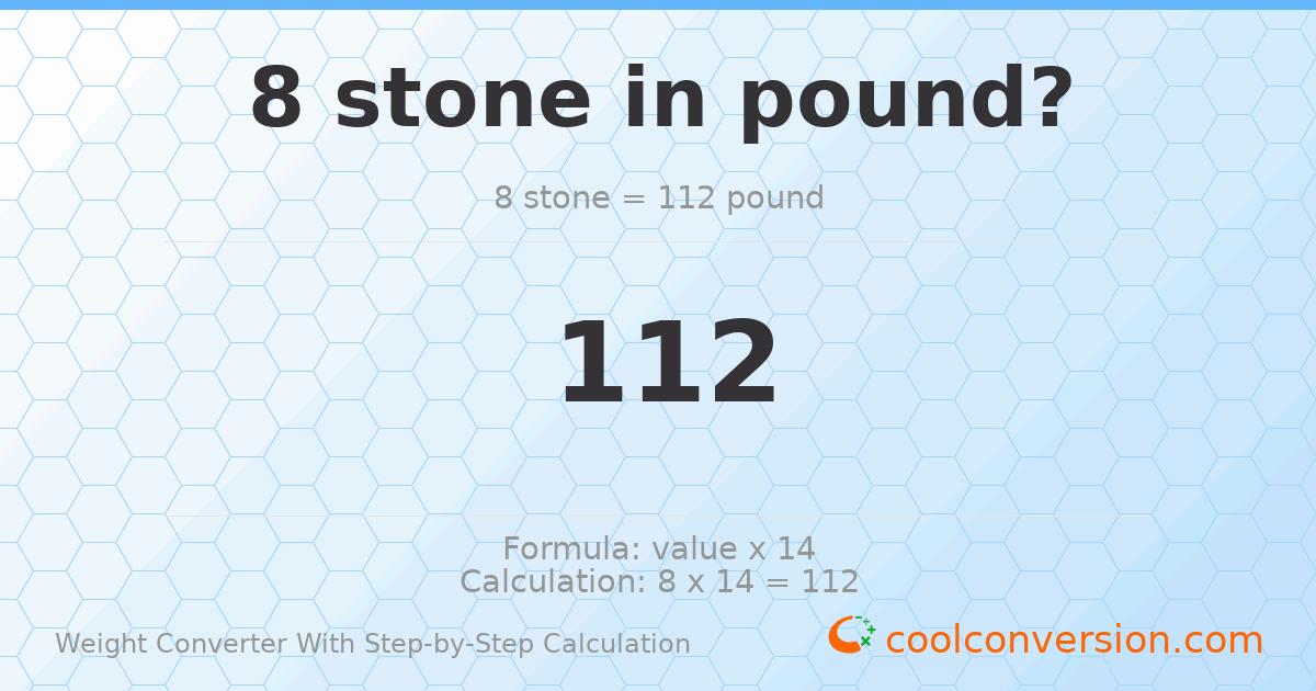 8 stones = 112 pounds
