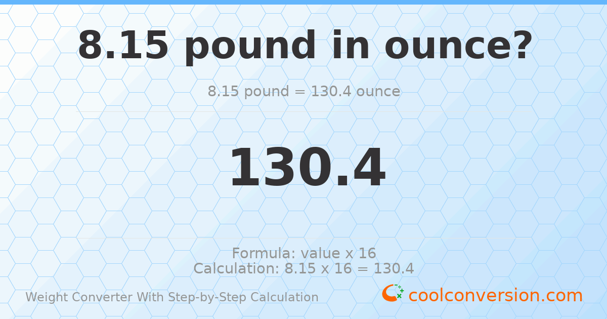 8.15 pounds = 130.4 ounces