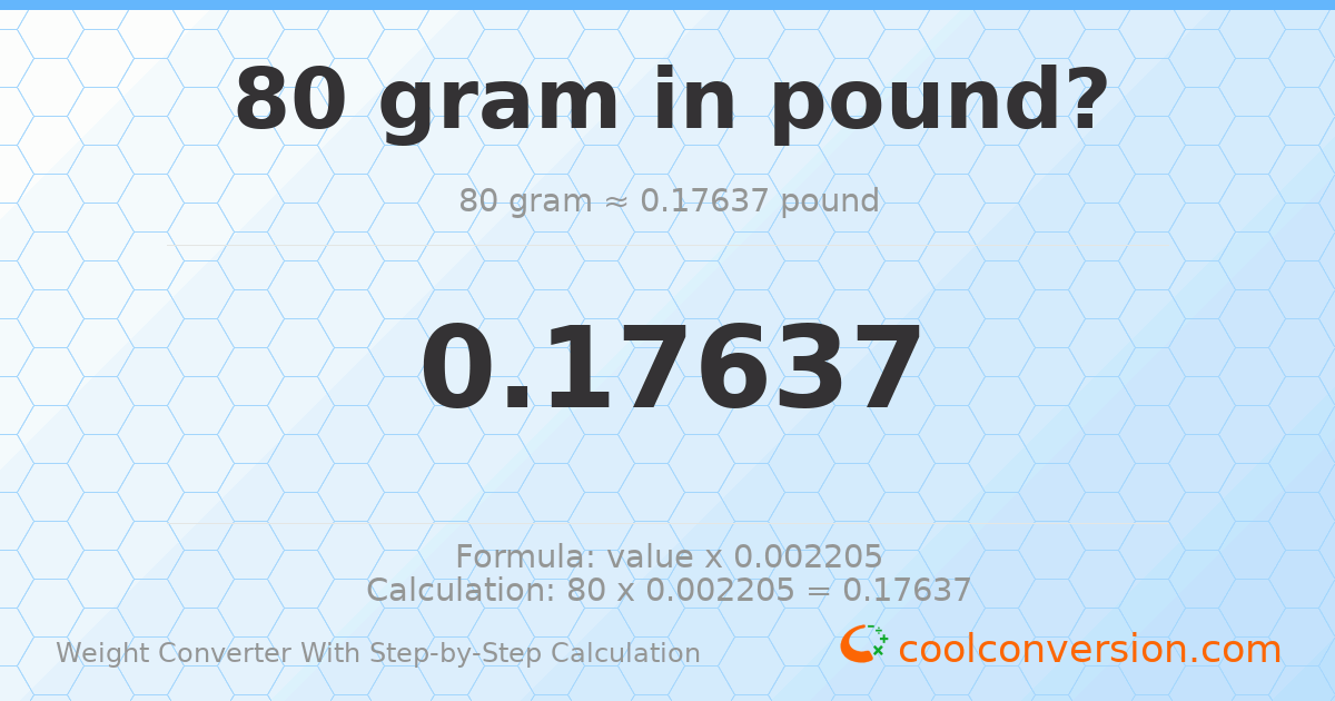 80 grams = 0.17637 pounds