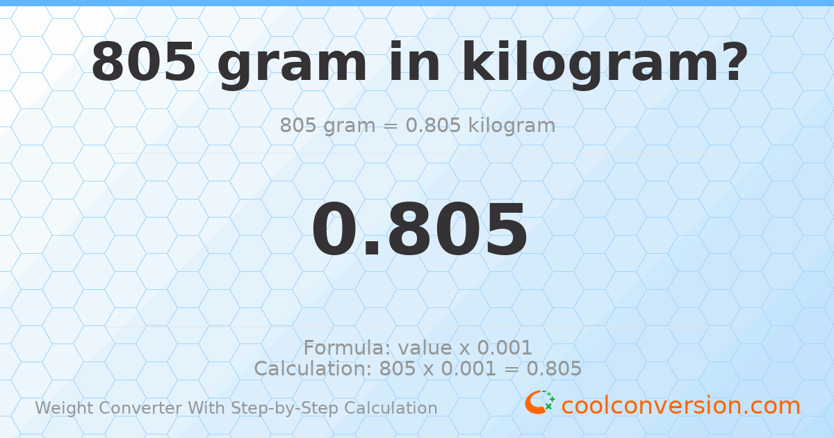 805 grams = 0.805 kilograms